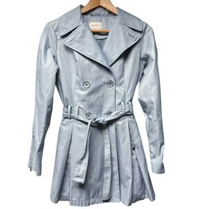 Laundry by Shelli Segal Light Blue Short Trench Coat Size Small Jacket Belted